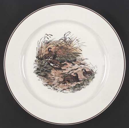 Fontainebleau (No Border, Brown Trim) Dinner Plate