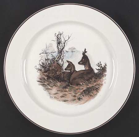 Fontainebleau (No Border, Brown Trim) Dinner Plate