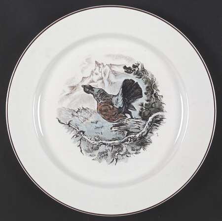 Fontainebleau (No Border, Brown Trim) Dinner Plate