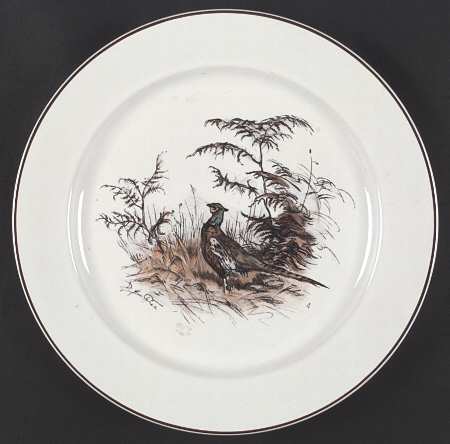 Fontainebleau (No Border, Brown Trim) Dinner Plate