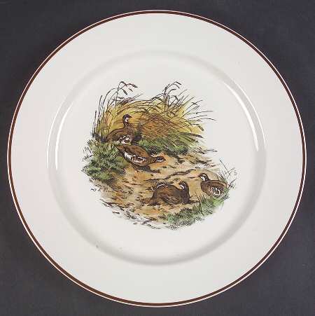 Fontainebleau (No Border, Brown Trim) Dinner Plate