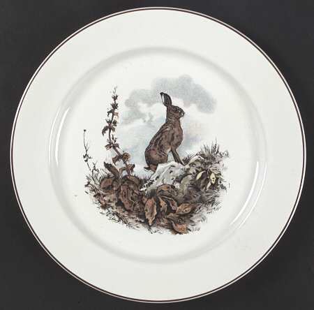 Fontainebleau (No Border, Brown Trim) Dinner Plate