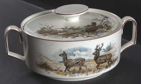 Fontainebleau (No Border, Brown Trim) Round Covered Vegetable