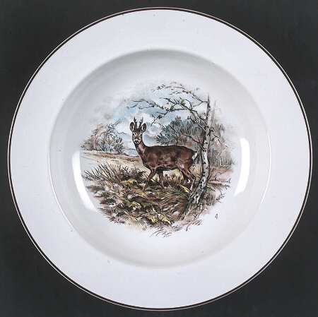 Fontainebleau (No Border, Brown Trim) Rim Soup Bowl