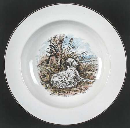 Fontainebleau (No Border, Brown Trim) Rim Soup Bowl