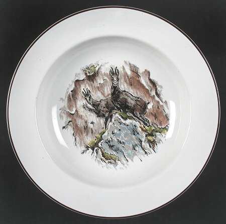 Fontainebleau (No Border, Brown Trim) Rim Soup Bowl