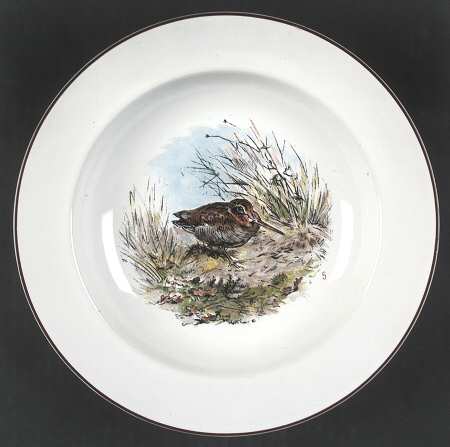 Fontainebleau (No Border, Brown Trim) Rim Soup Bowl