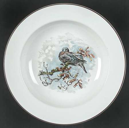 Fontainebleau (No Border, Brown Trim) Rim Soup Bowl