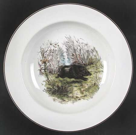 Fontainebleau (No Border, Brown Trim) Rim Soup Bowl