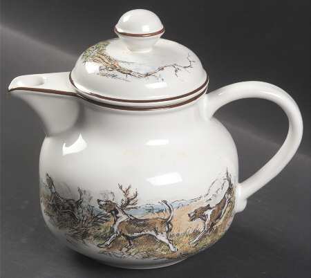 Fontainebleau (No Border, Brown Trim) Teapot & Lid