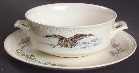 Fontainebleau (Raised Dots, No Trim) Flat Cream Soup Bowl & Saucer Set