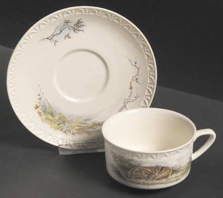 Fontainebleau (Raised Dots, No Trim) Flat Cup & Saucer Set