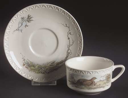 Fontainebleau (Raised Dots, No Trim) Flat Cup & Saucer Set