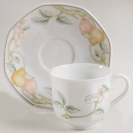 Fruit Garden Footed Demitasse Cup & Saucer Set