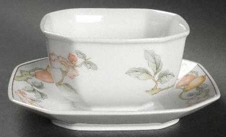 Fruit Garden Gravy Boat with Attached Underplate