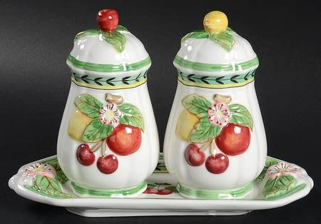 French Garden Fleurence (3 Pc) Salt & Pepper Tray Set