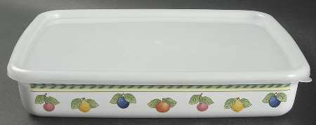French Garden Fleurence 1" Rectangular Metal Baker with Plastic Lid