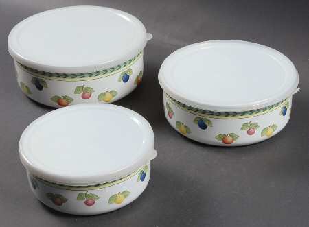 French Garden Fleurence 3 Pc Metal Bowl W/Plastclid (5 3/4",6 5/8",7 1/4")