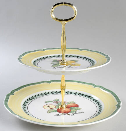 French Garden Valence 6 5/8"-10"  2 Tiered Serving Tray (Dp, Sp) HC