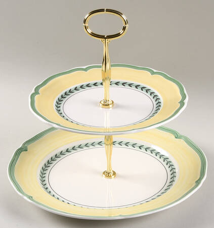 French Garden Vienne 6 5/8"-10"  2 Tiered Serving Tray (Dp, Sp) HC