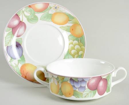 Frutteto Flat Cream Soup Bowl & Saucer Set