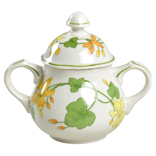 Geranium (Non Ribbed Rim) Sugar Bowl & Lid