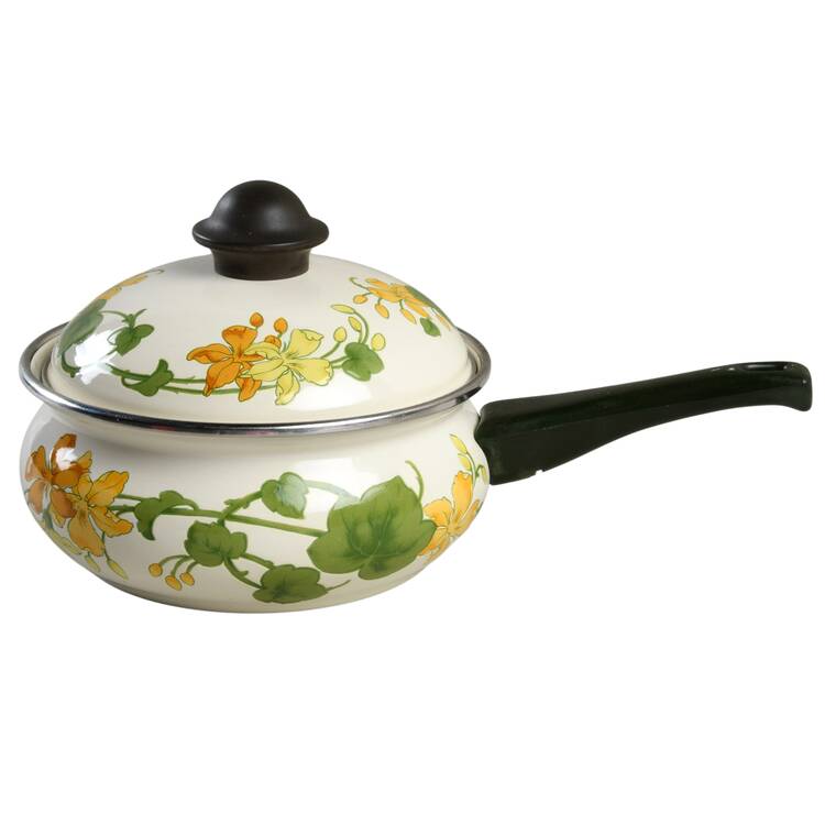 Geranium (Non Ribbed Rim) 1.5qt Metal Covered Saucepan