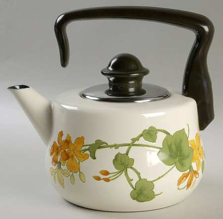 Geranium (Non Ribbed Rim) Metal Kettle & Lid