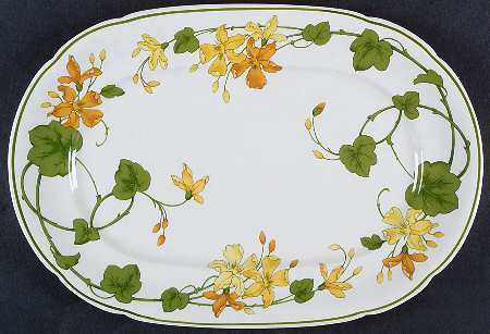 Geranium (Non Ribbed Rim) 15" Oval Serving Platter