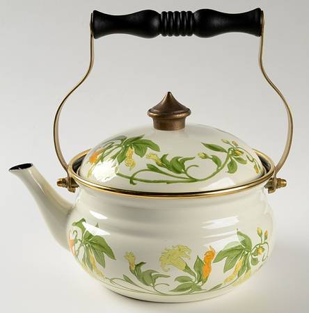 Geranium (Non Ribbed Rim) Metal Kettle & Lid