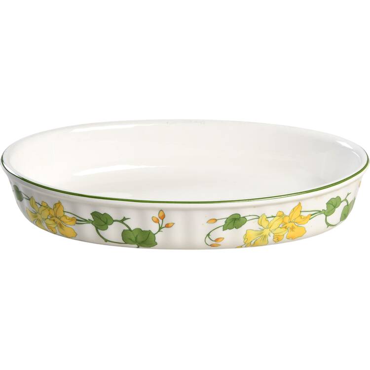 Geranium (Ribbed Rim) 13" Oval Baker