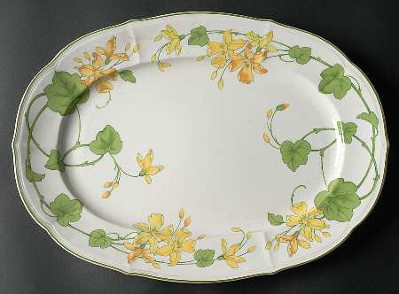 Geranium (Ribbed Rim) 15" Oval Serving Platter