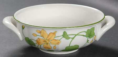 Geranium (Ribbed Rim) Flat Cream Soup Bowl