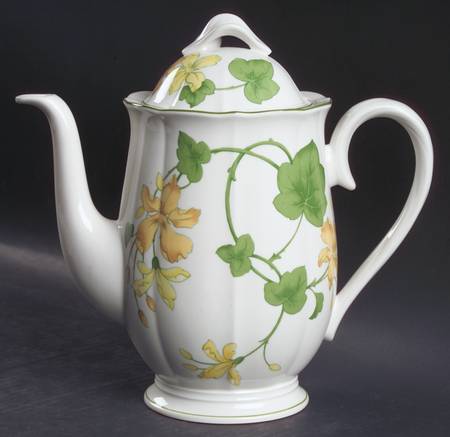 Geranium (Ribbed Rim) Coffee Pot & Lid