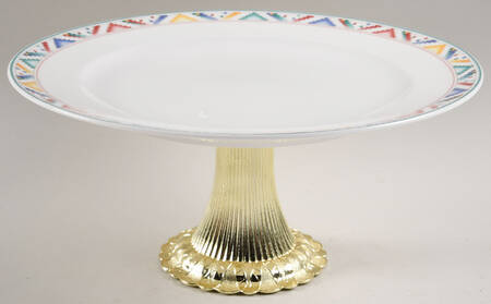 Indian Look Cake Stand with 4"-5" Metal Pedestal  Hc