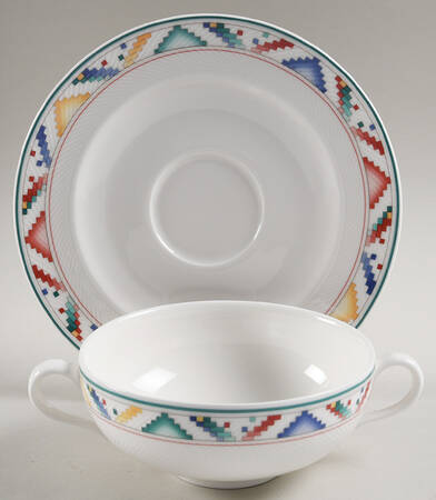 Indian Look Flat Cream Soup Bowl & Saucer Set