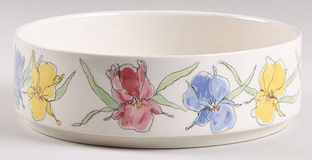Iris Yellow Pink Blue 8" Round Vegetable Bowl