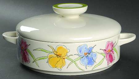 Iris Yellow Pink Blue Round Covered Vegetable
