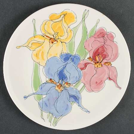 Iris Yellow Pink Blue Salad Plate
