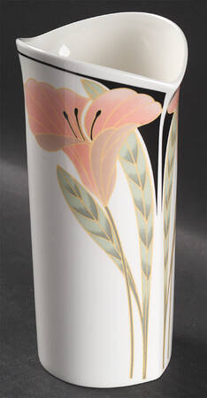 Iris Peach and Black 7" Vase