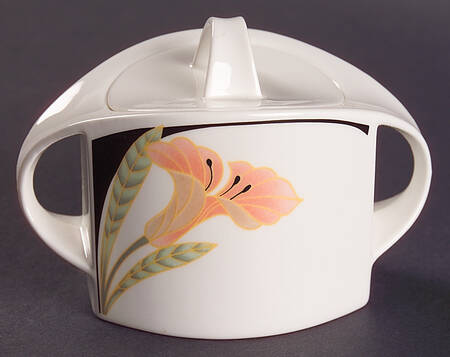 Iris Peach and Black Sugar Bowl & Lid