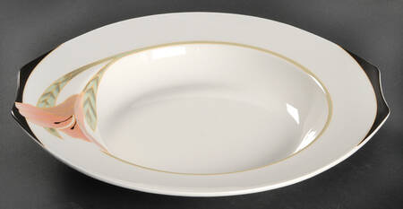 Iris Peach and Black Large Rim Soup Bowl