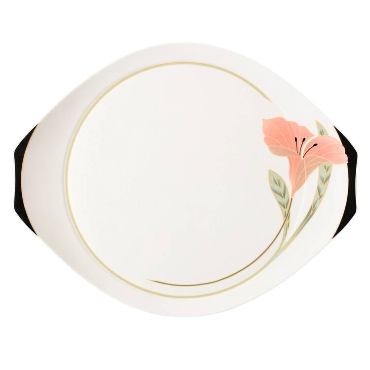 Iris Peach and Black Handled Cake Plate by Villeroy & Boch