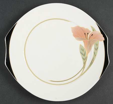 Iris Peach and Black Bread & Butter Plate