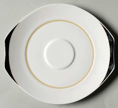Iris Peach and Black Saucer for Flat Cup