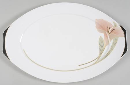 Iris Peach and Black 16" Oval Serving Platter