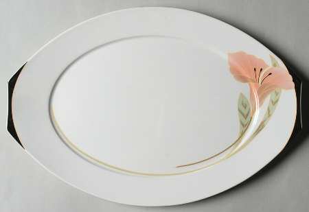 Iris Peach and Black 14" Oval Serving Platter
