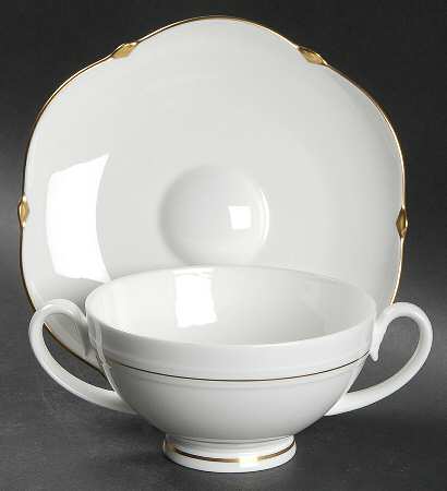 LA ROTONDA Footed Cream Soup Bowl & Saucer Set