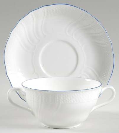 Louisenburg Blau Flat Cream Soup Bowl & Saucer Set by Villeroy & Boch