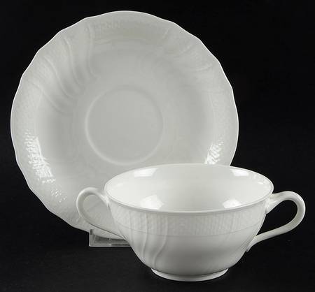 Louisenburg White Flat Cream Soup Bowl & Saucer Set